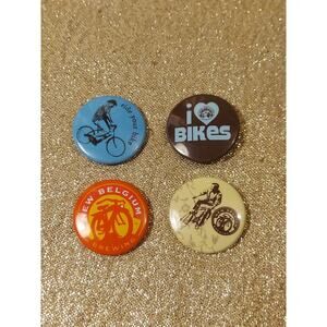4 New Belgium Brewery 1" Round Bicycle Pinback Buttons Pins Fort Collins CO